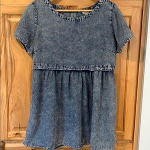 Acid wash babydoll tunic